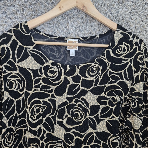 JM Collection Top Womens Plus 1X Black Scoop Neck Stretch Blouse‎ Tunic Casual - Picture 4 of 7